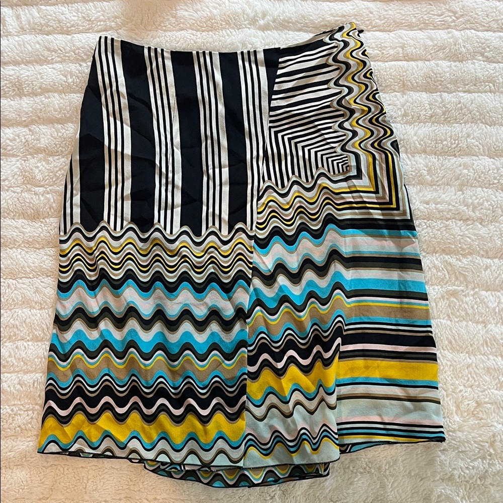 Missoni Asymmetrical Skirt in Black, Yellow, Blue, and White